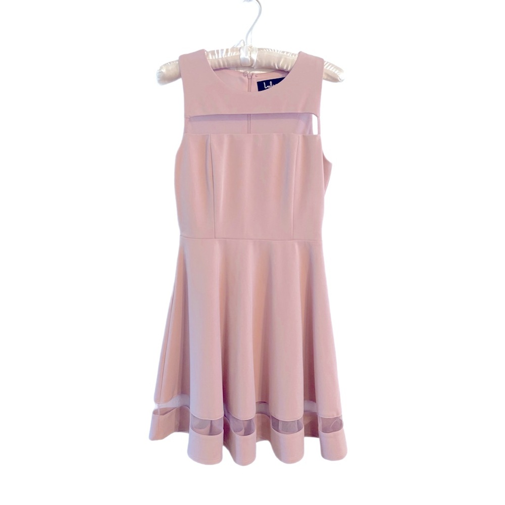 Lulus Mauve Mesh Skater Mini Dress Size M NWT